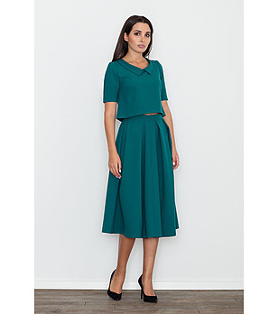 Комплект от пола и блуза в зелен нюанс Livia снимка