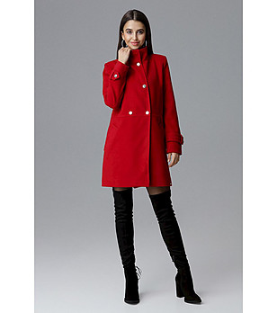 Елегантно червено дамско палто Mishele снимка