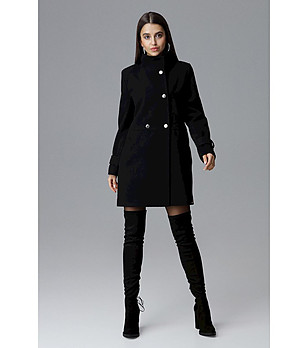 Елегантно черно дамско палто Mishele снимка