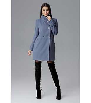 Елегантно синьо дамско палто Mishele снимка