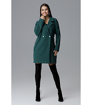 Зелено дамско палто Laura снимка
