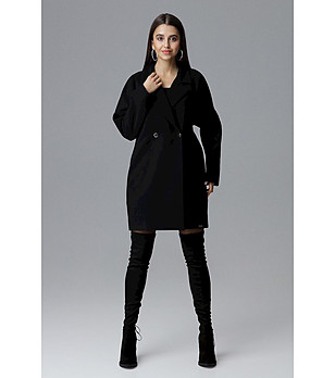 Черно дамско палто Laura снимка