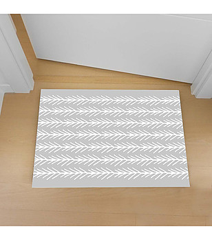 Светлосива постелка с бели мотиви 52х75 см снимка