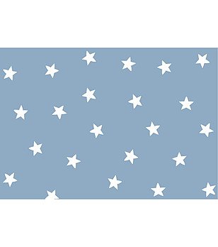 Синя постелка с бял принт Звезди снимка