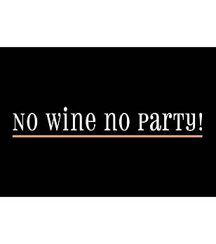 Черна постелка с бял принт No wine No party 52х75 см снимка