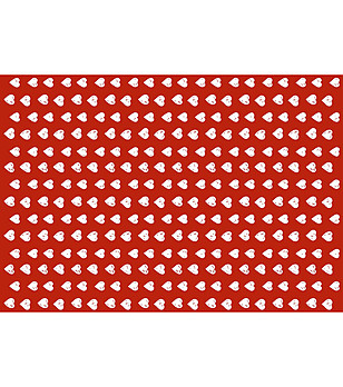 Червена постелка с бял принт Сърца снимка