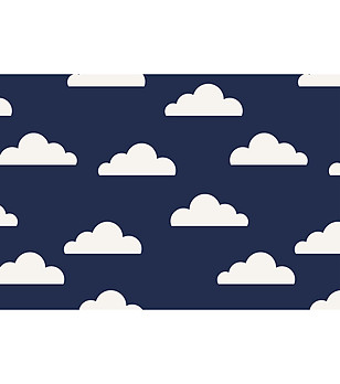 Тъмносиня постелка с принт Бели облаци 52х75 см снимка