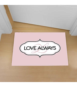 Розова постелка с принт Love Always 52х75 см снимка