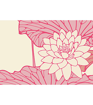Постелка в цвят екрю с розов принт цвете 52х75 см снимка