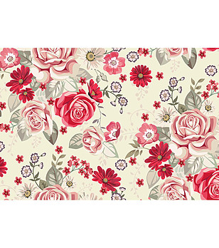 Постелка в цвят екрю с флорален принт Рози 52х75 см снимка