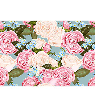 Постелка с рози в синьо, розово и цвят екрю 52х75 см снимка