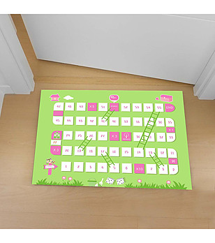 Постелка - игра в зелено, бяло и розово 52х75 см снимка