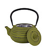 Зелен чугунен чайник с цедка 700 мл-1 снимка