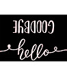 Черна постелка с розов надпис Hello and Goodbye 52х75 см-0 снимка