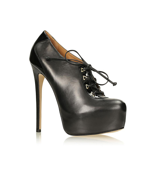 Черни дамски обувки на ток от естествена кожа Trissie снимка