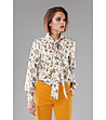 Дамска блуза в цвят екрю с принт Lidia-0 снимка