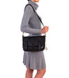 Черна дамска кожена чанта за рамо Cinisello -4 снимка