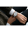 Сребрист дамски часовник с бяла кожена каишка Ruinette-1 снимка