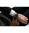 Сребрист дамски часовник с черна кожена каишка Monte Leone-1 снимка