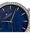 Сребрист дамски часовник с черна кожена каишка Monte Leone -2 снимка