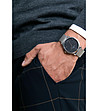 Мъжки сребрист часовник с черен циферблат Monch -1 снимка