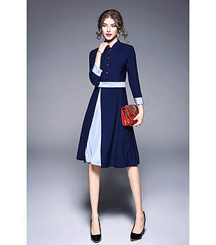 Тъмносиня ефектна рокля Jenna снимка