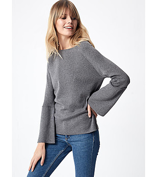 Дамски сив пуловер с естествени влакна Eileen снимка