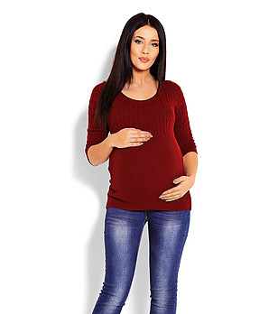 Червен дамски пуловер за бременни Mona снимка