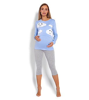 Пижама за бременни в синьо и сиво Joana снимка