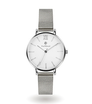 Сребрист дамски часовник с бял циферблат Delma снимка