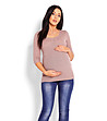 Дамски пуловер за бременни Mona в цвят капучино-0 снимка