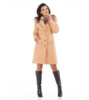 Дамско елегантно палто в цвят сьомга Ervis снимка