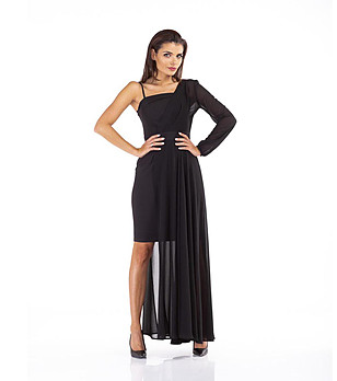 Черна асиметрична рокля Dasia снимка