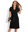 Черна рокля с памук и ефектно деколте-0 снимка