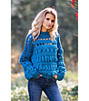 Дамски ажурен пуловер в синьо Erika-0 снимка