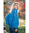 Дамски ажурен пуловер в синьо Erika-1 снимка