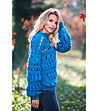 Дамски ажурен пуловер в синьо Erika-2 снимка