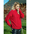 Дамски пуловер в червено с вълна Diana-2 снимка