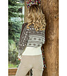 Дамски пуловер в цвят екрю и кафяво Zinaida-1 снимка