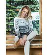 Дамски пуловер в екрю и мока Zinaida-3 снимка