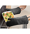 Термоустойчиви готварски ръкавици в черно със силикон-0 снимка