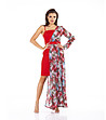 Червена дълга асиметрична рокля Dasia-0 снимка