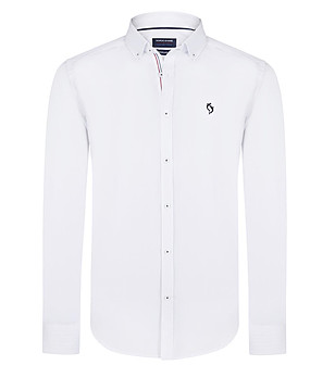 Памучна мъжка риза в бяло Elvin снимка