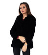 Късо черно дамско пухкаво палто-2 снимка