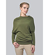 Дамски пуловер с вълна в цвят маслина Alene-0 снимка