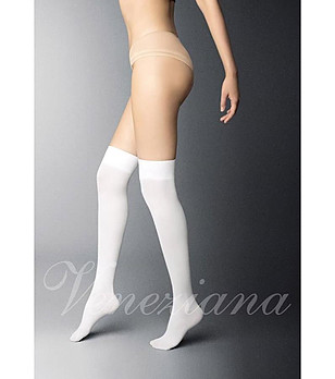 Бели дамски дълги чорапи 60 DEN Dora снимка