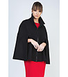 Черно дамско палто тип пончо Kari с вълна-0 снимка