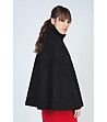 Черно дамско палто тип пончо Kari с вълна-1 снимка
