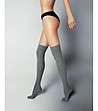 Дълги дамски чорапи в сив меланж с памук 60 DEN Bridgitte-0 снимка