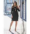 Черна рокля с контрастни ленти-3 снимка